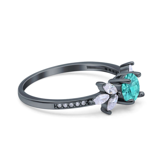 Marquise Black Tone Paraiba Tourmaline CZ Wedding Ring