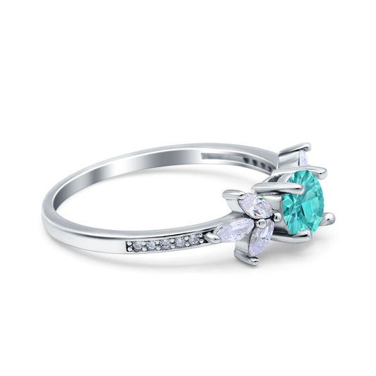 Marquise Paraiba Tourmaline CZ Wedding Ring