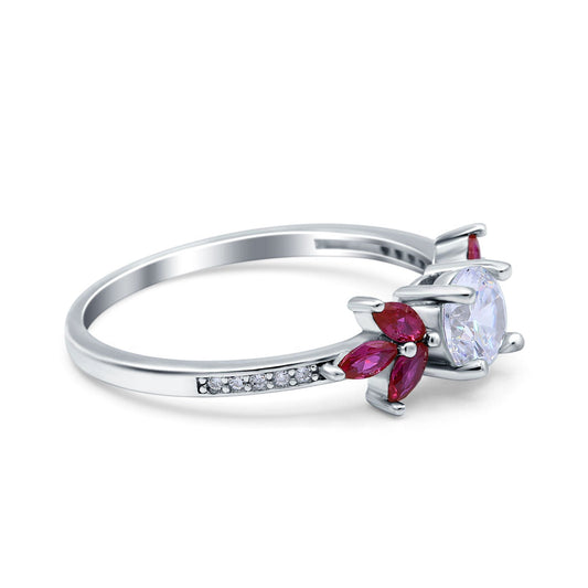 Marquise Ruby Simulated Cubic Zirconia Wedding Ring