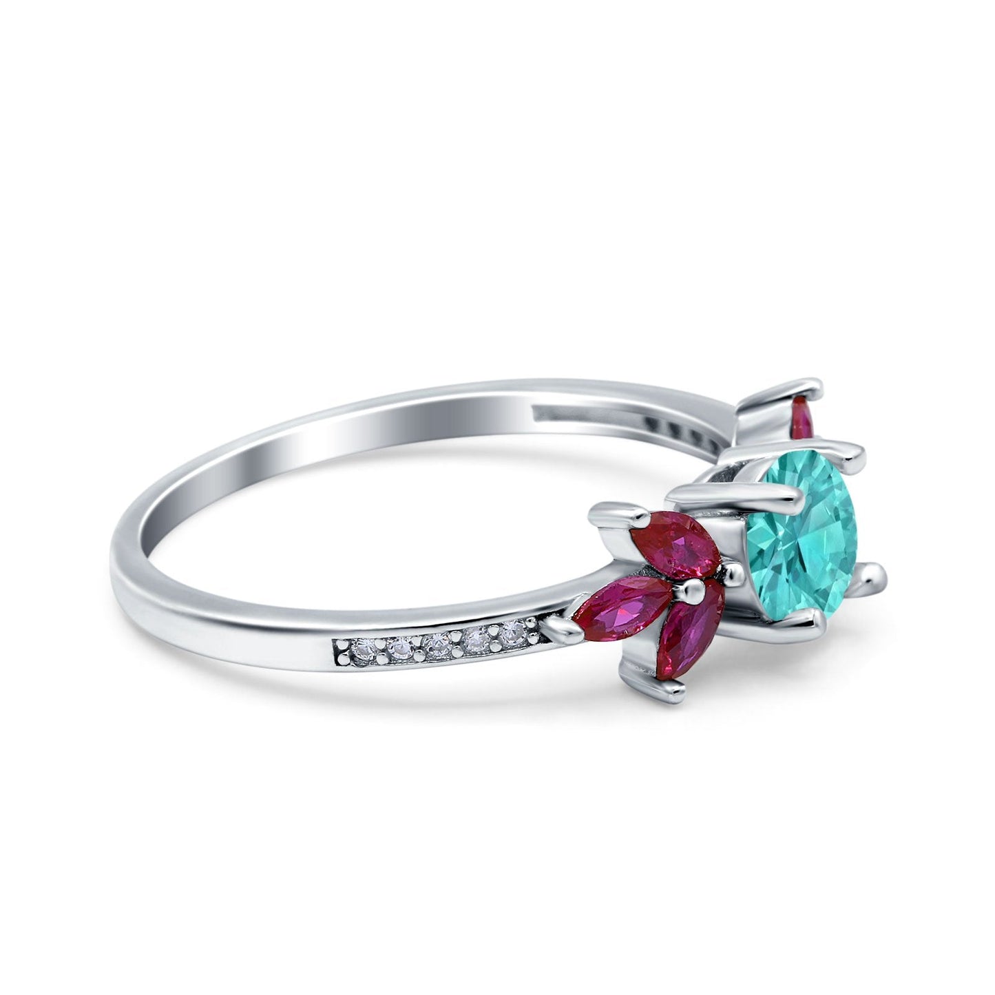 Marquise Ruby Simulated Paraiba Tourmaline CZ Wedding Ring