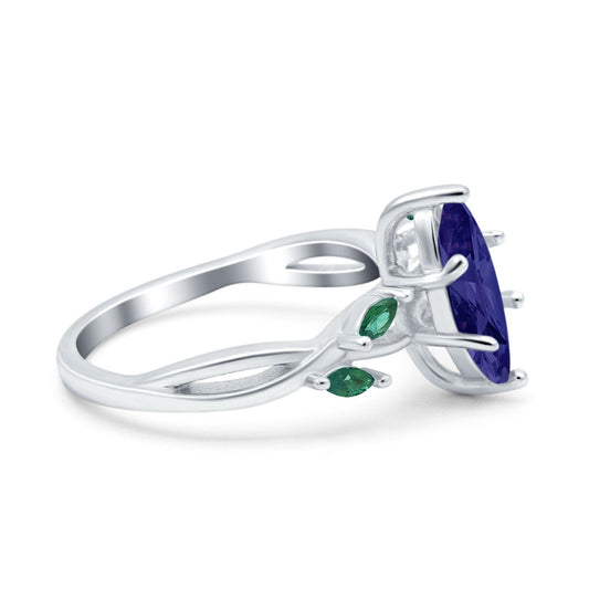 Infinity Twist Emerald Marquise Simulated Blue Sapphire CZ Wedding Ring