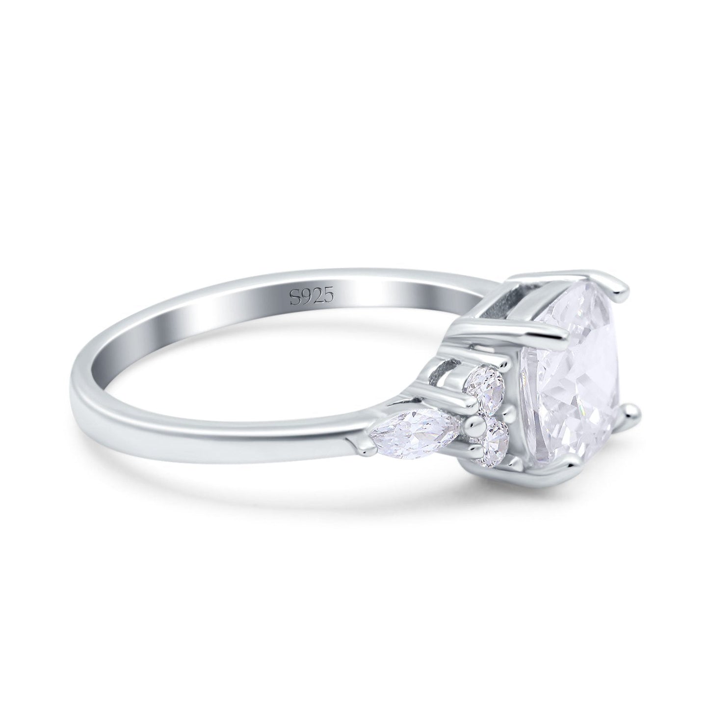 Cushion Cut Art Deco Engagement Ring Simulated Cubic Zirconia