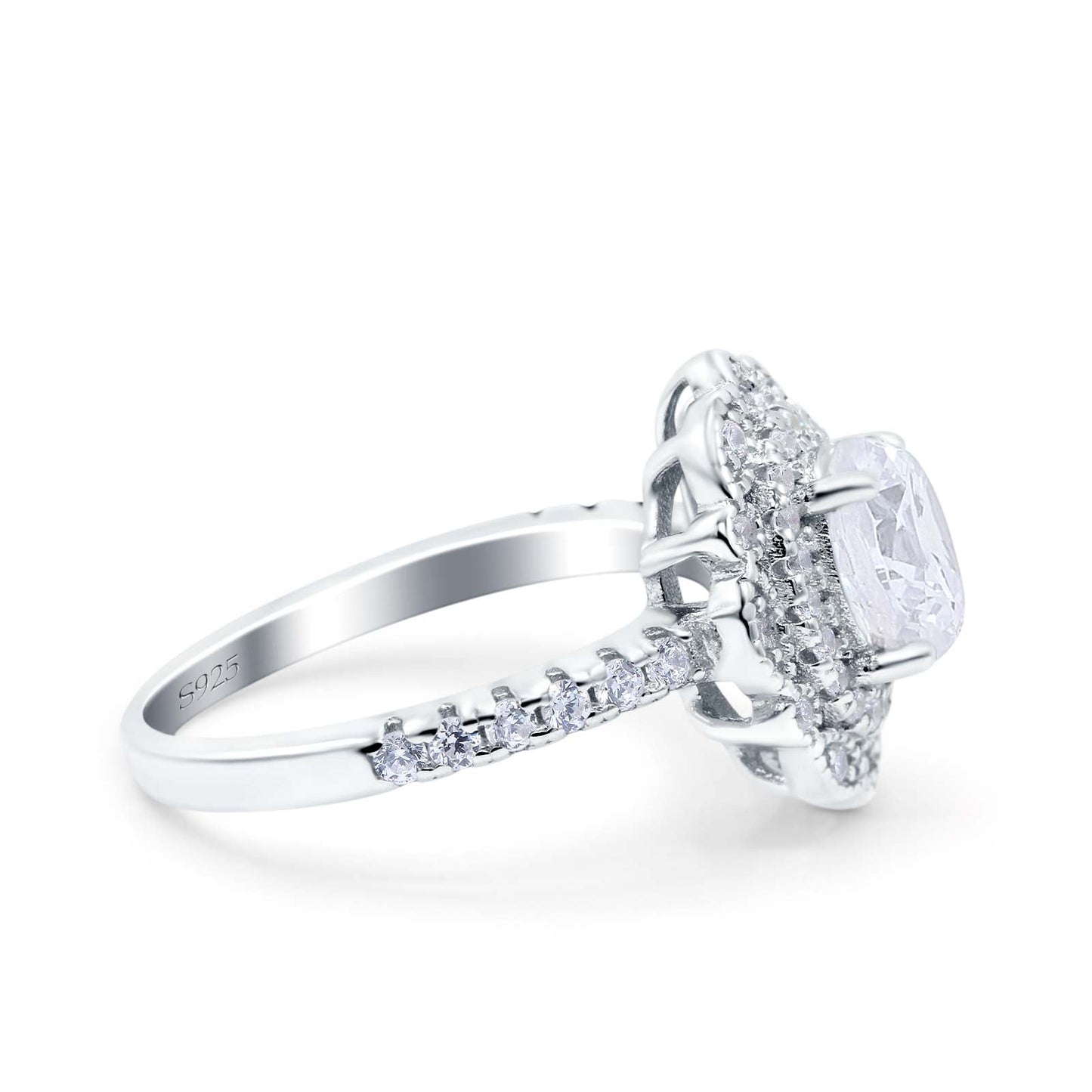 Halo Vintage Style Solitaire Accent Oval Wedding Ring Simulated Cubic Zirconia