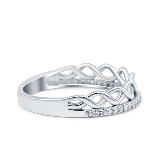 Half Eternity Infinity Twisted Shank Wedding Ring Band Simulated Cubic Zirconia