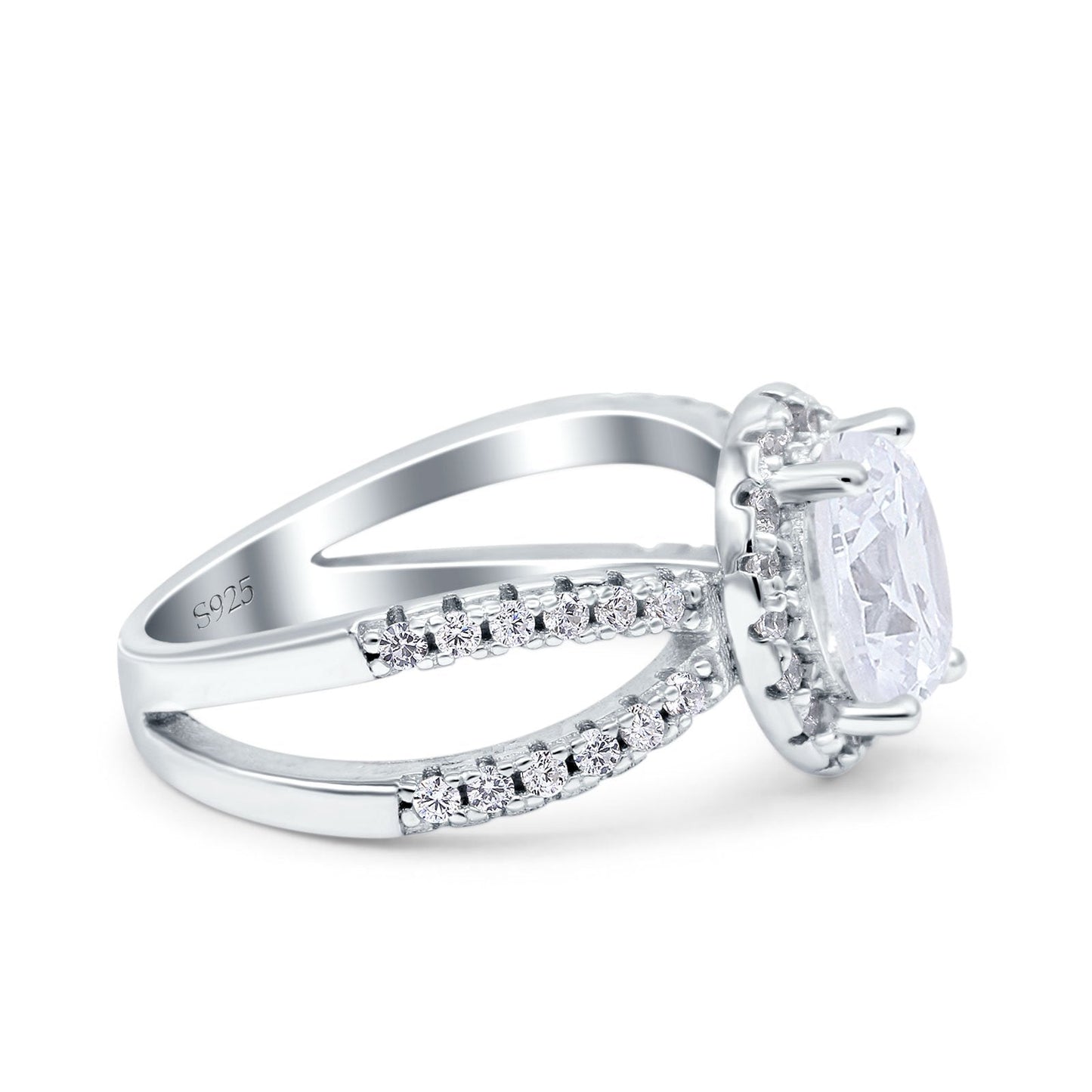 Art Deco Oval Cubic Zirconia Engagement Ring