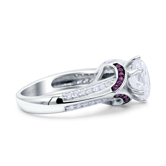 Split Shank Halo Oval Wedding Ring Amethyst Simulated Cubic Zirconia