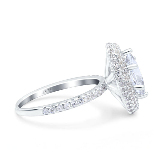 Halo Art Deco Marquise Wedding Ring Simulated Cubic Zirconia