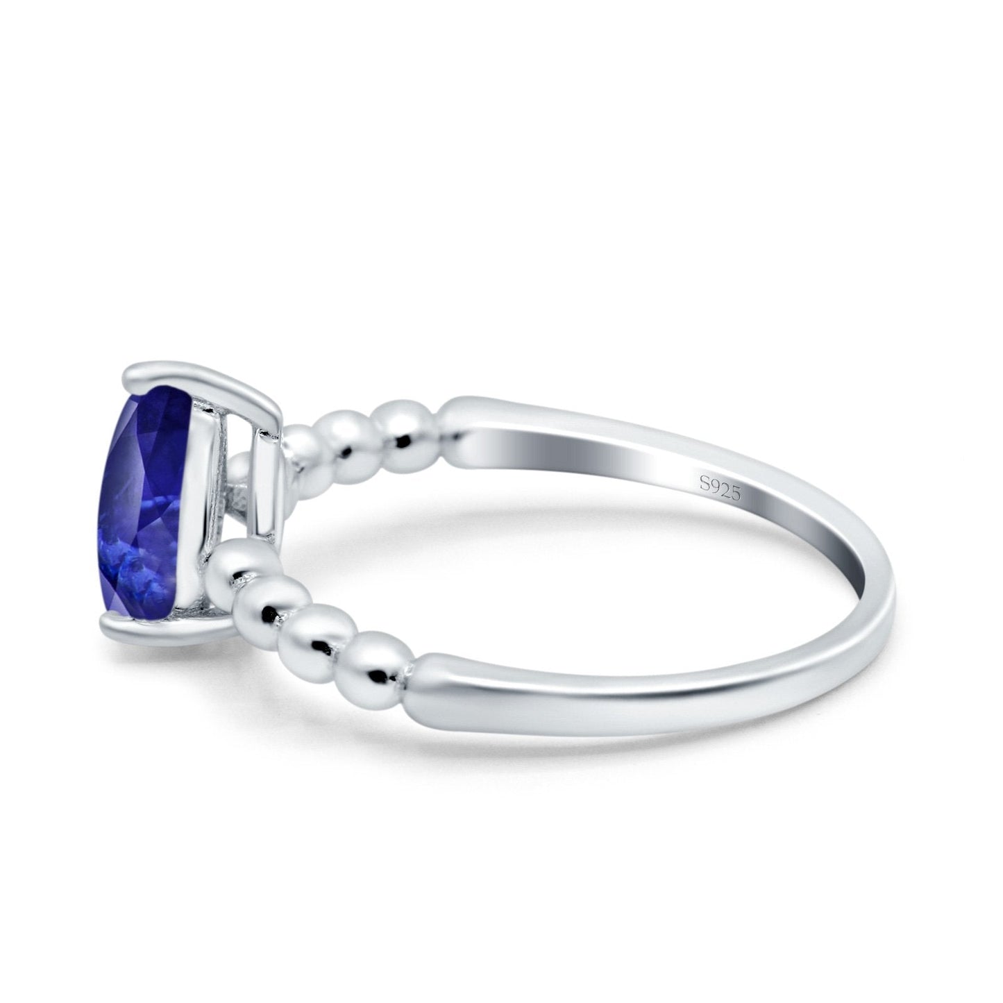 Teardrop Art Deco Pear Wedding Ring Simulated Blue Sapphire CZ