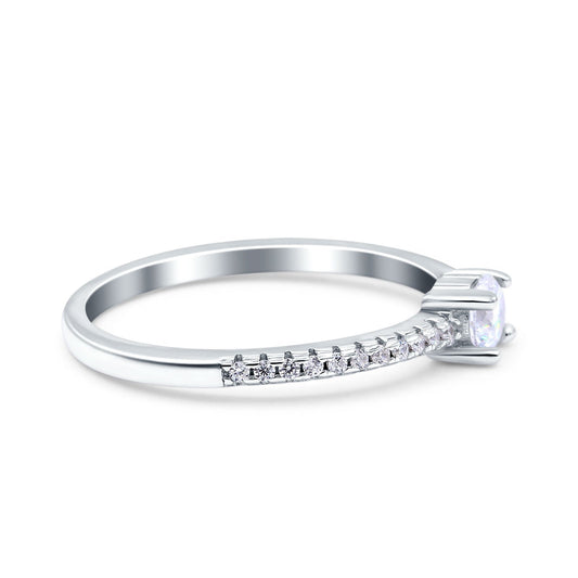 Simple Wedding Ring Band Round Simulated Cubic Zirconia