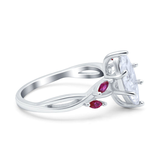 Infinity Twist Marquise Wedding Ring Simulated Cubic Zirconia & Ruby