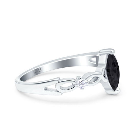 Marquise Wedding Ring Infinity Twisted Simulated Black CZ