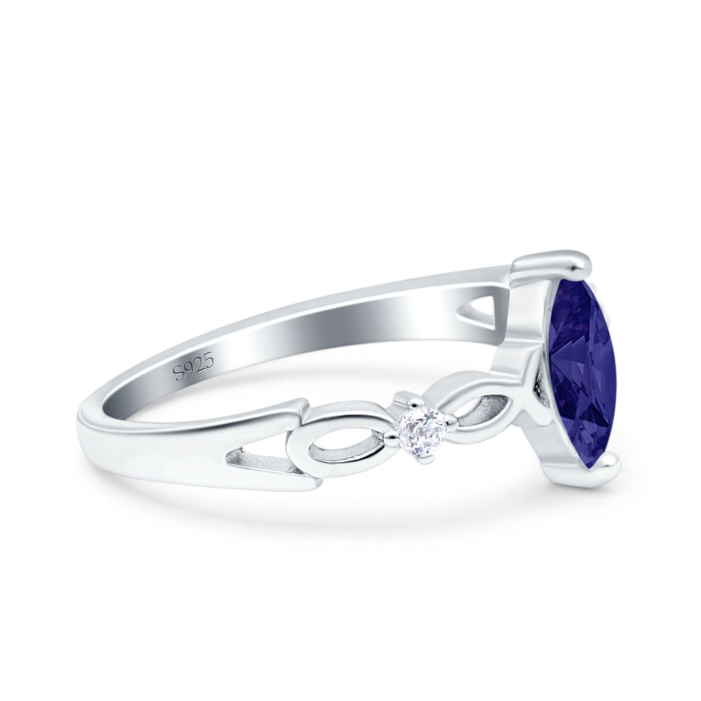 Marquise Wedding Ring Infinity Twisted Simulated Blue Sapphire CZ