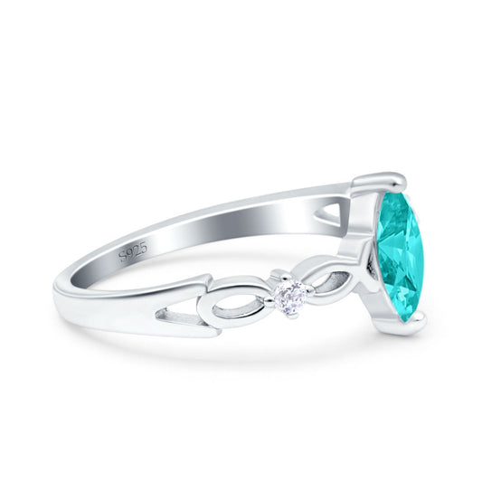 Marquise Wedding Ring Infinity Twisted Simulated Paraiba Tourmaline CZ