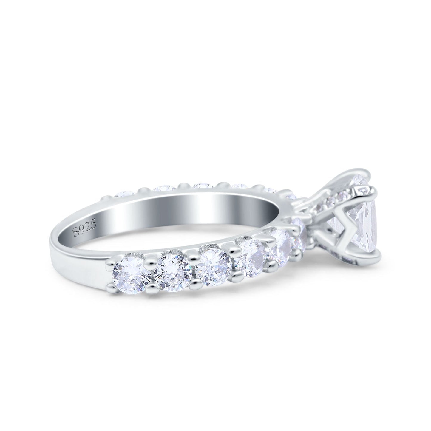 Art Deco Wedding Bridal Ring Round Simulated Cubic Zirconia