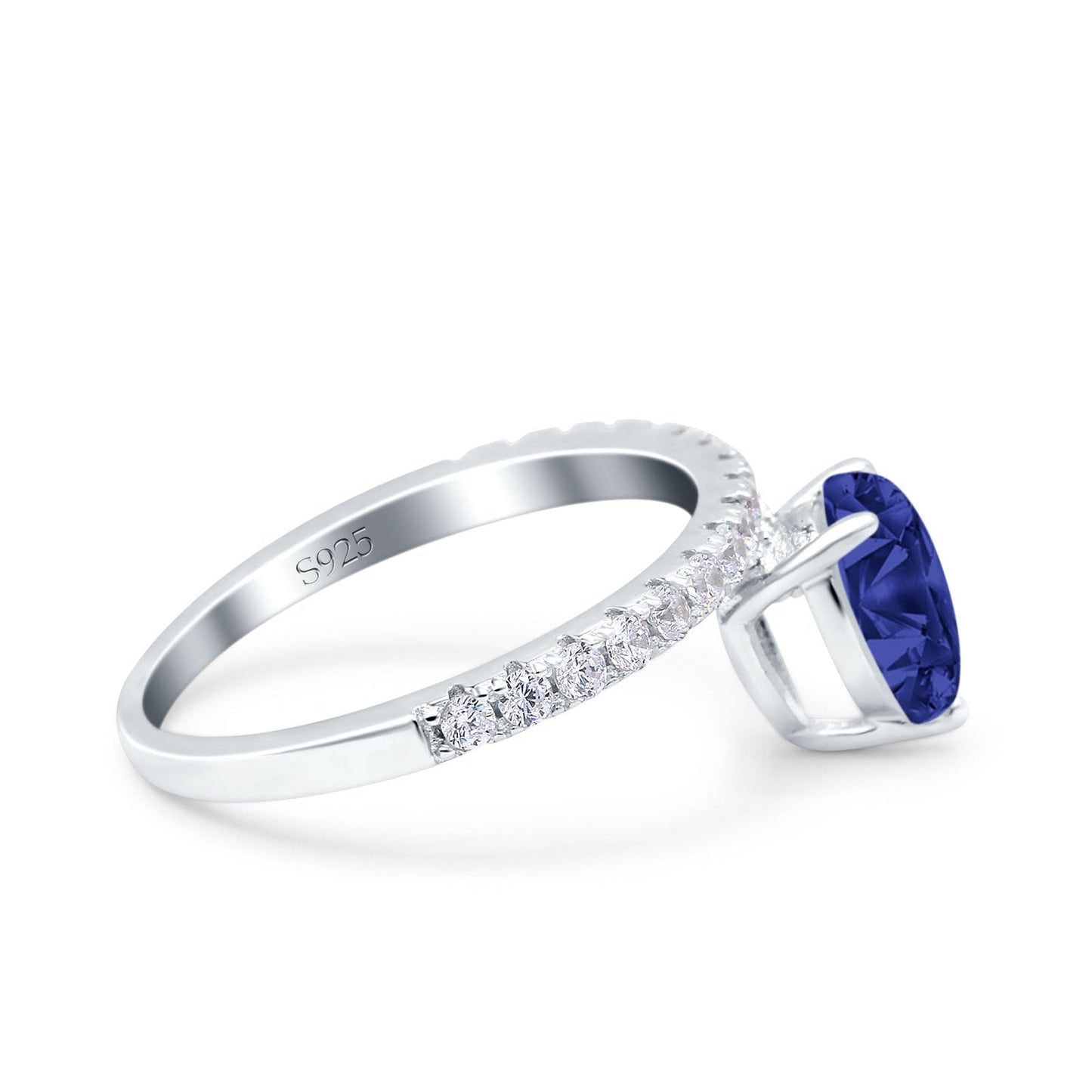 Teardrop Art Deco Pear Wedding Bridal Ring Simulated Blue Sapphire CZ