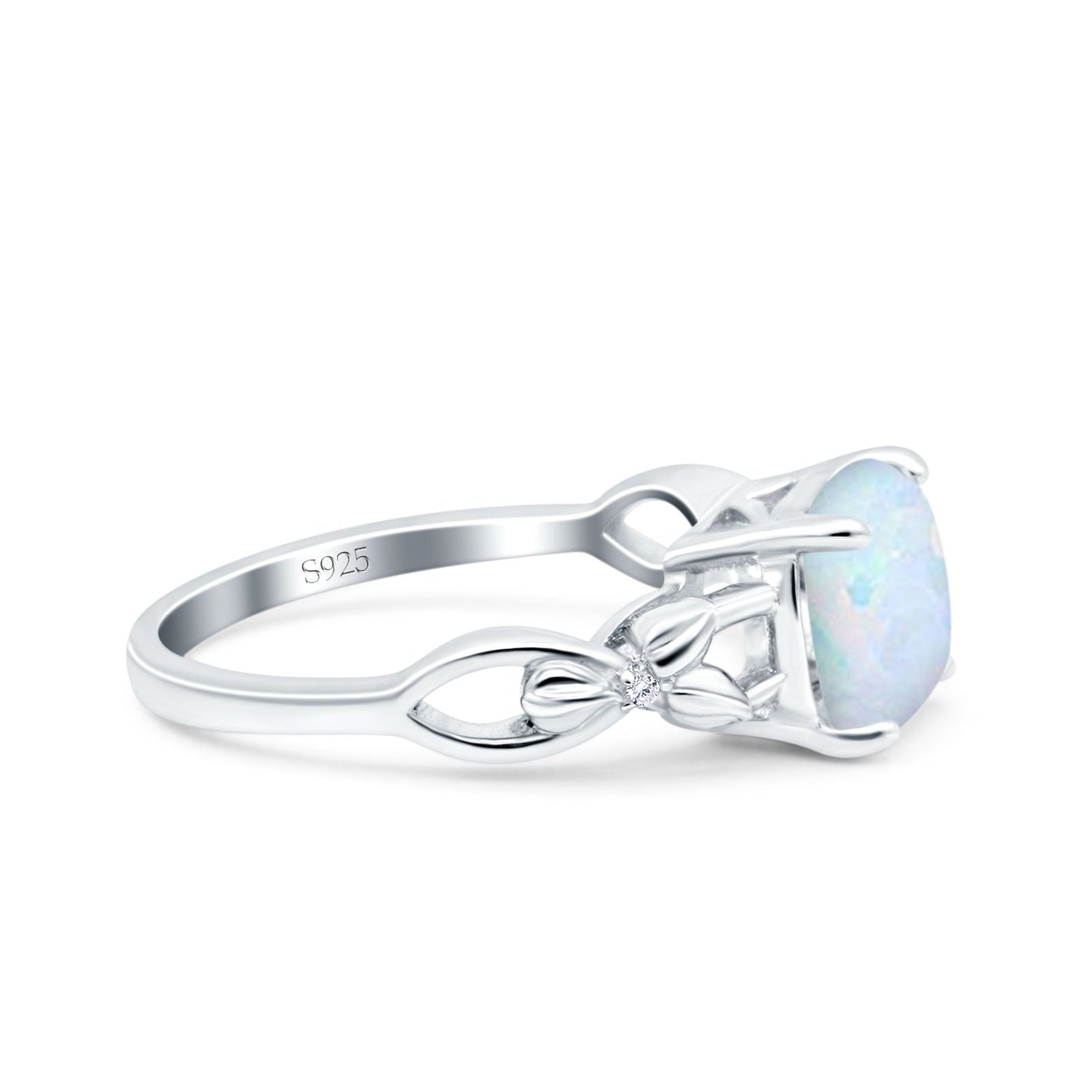 Art Deco Cushion Cut Wedding Ring Lab Created White Opal