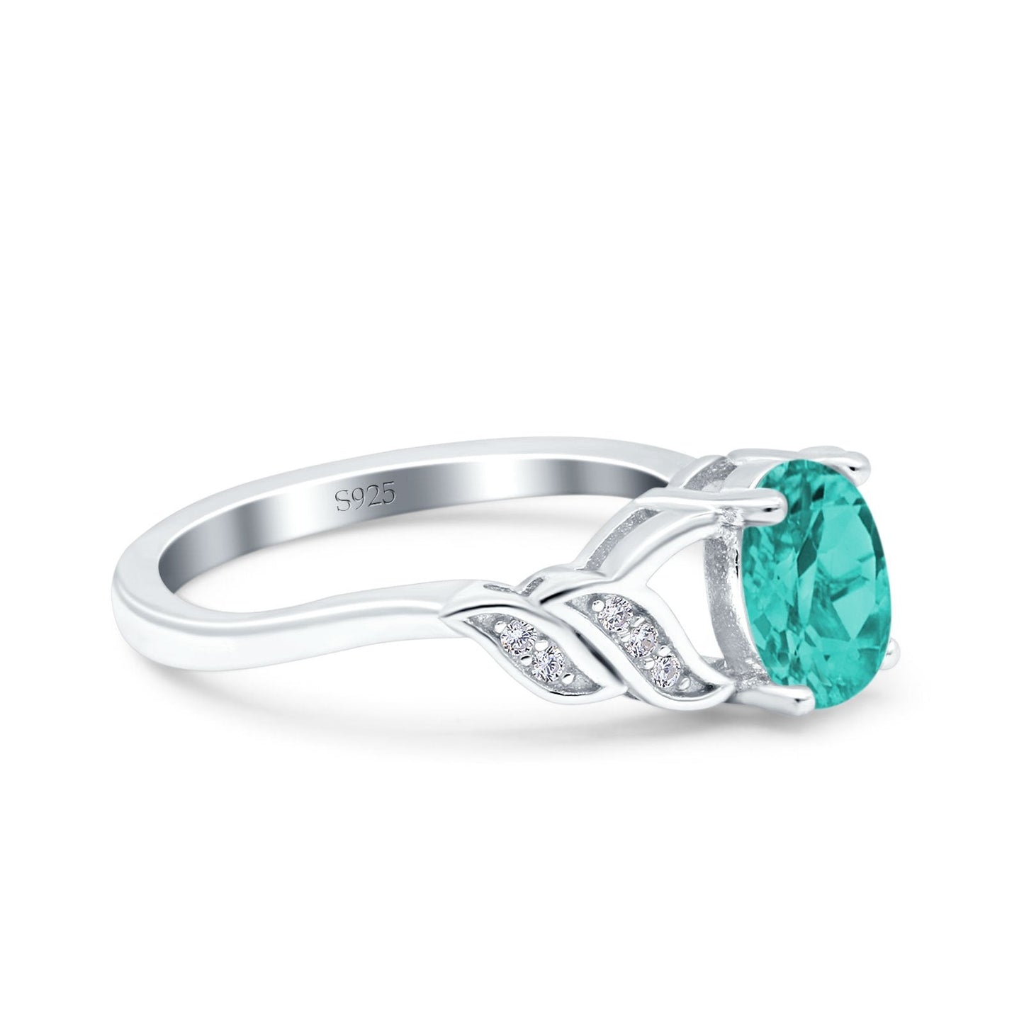 Oval Art Deco Engagement Bridal Ring Simulated Paraiba Tourmaline CZ