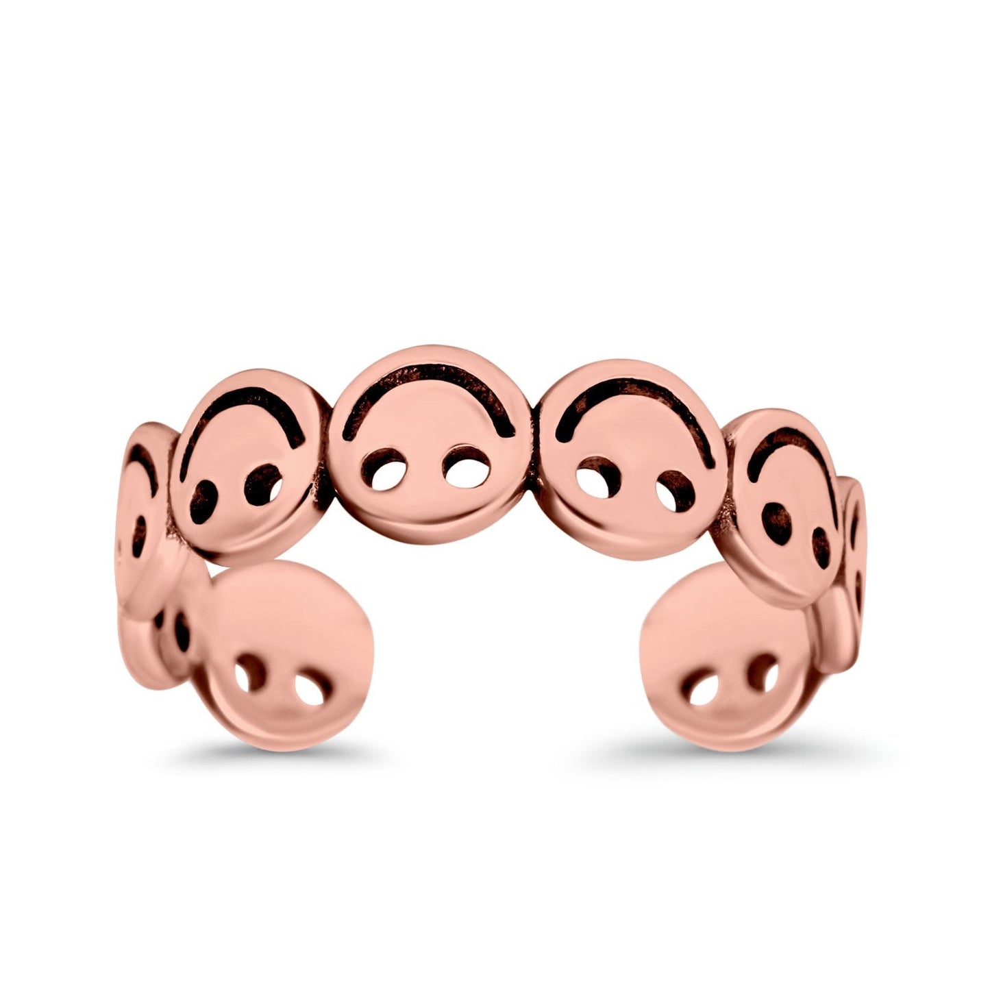 Smiley Face Toe Ring Rose Tone Adjustable Band (4mm)