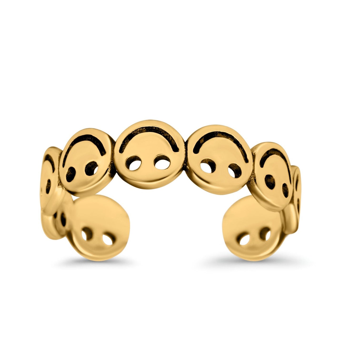 Smiley Face Toe Ring Yellow Tone Adjustable Band (4mm)