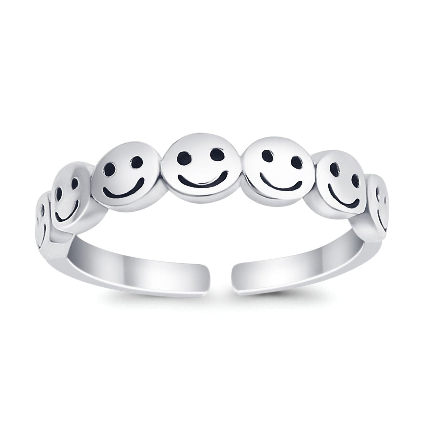 Smiley Face Toe Ring Adjustable Band (4mm)