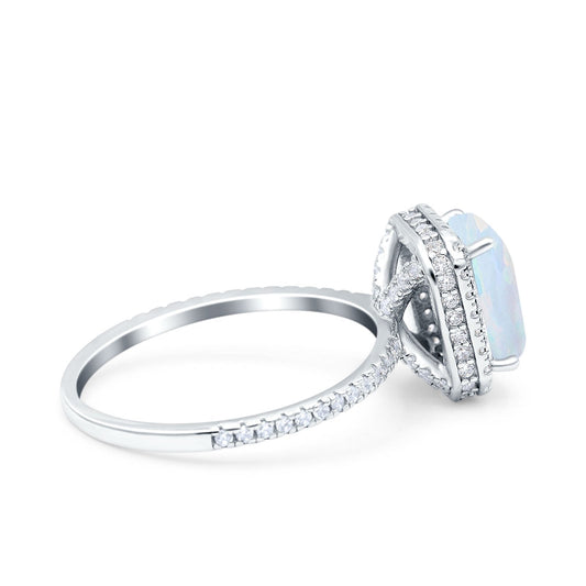 Emerald Cut Art Deco Wedding Ring Lab Created White Opal