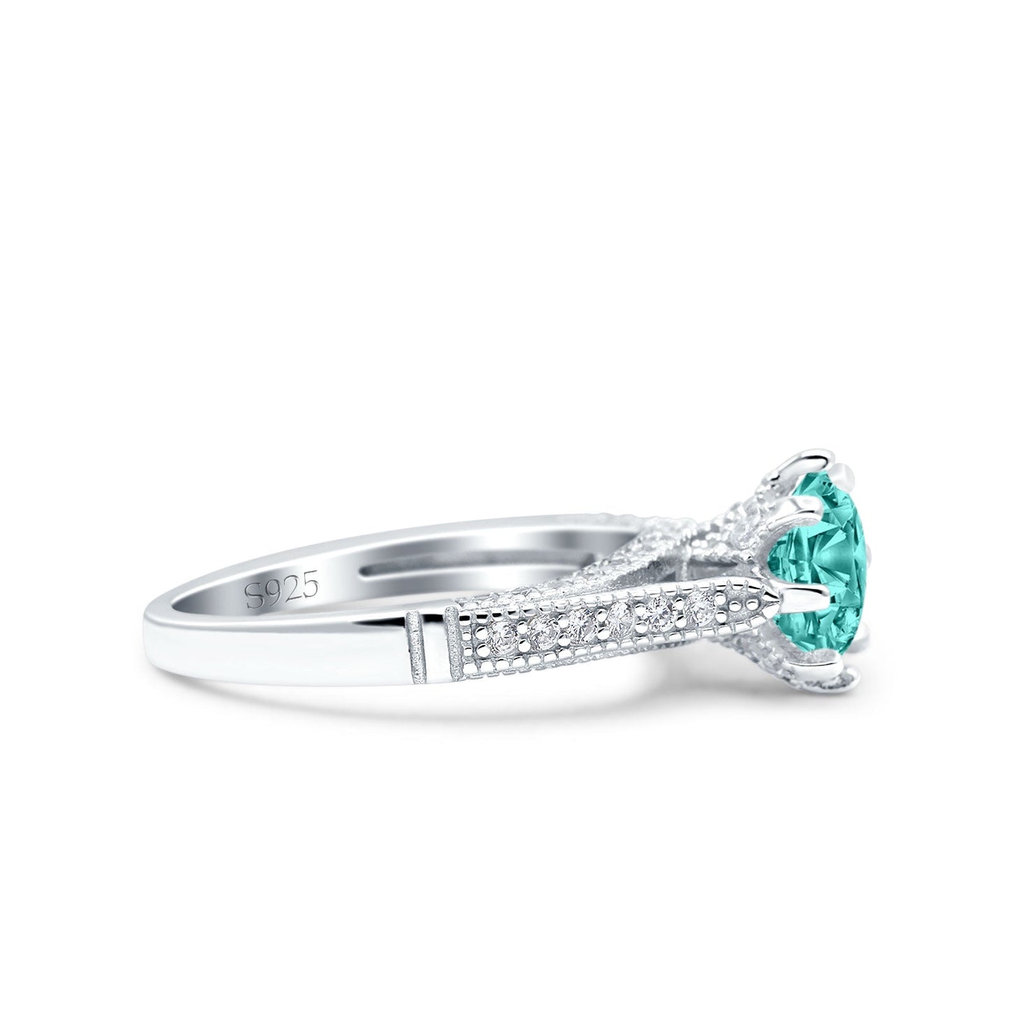 Art Deco Paraiba Tourmaline CZ Engagement Ring