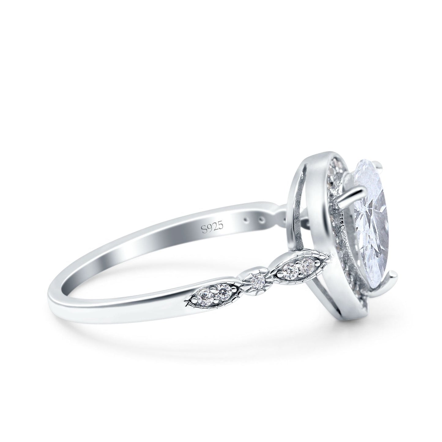 Teardrop Pear Art Deco Wedding Ring Simulated Cubic Zirconia