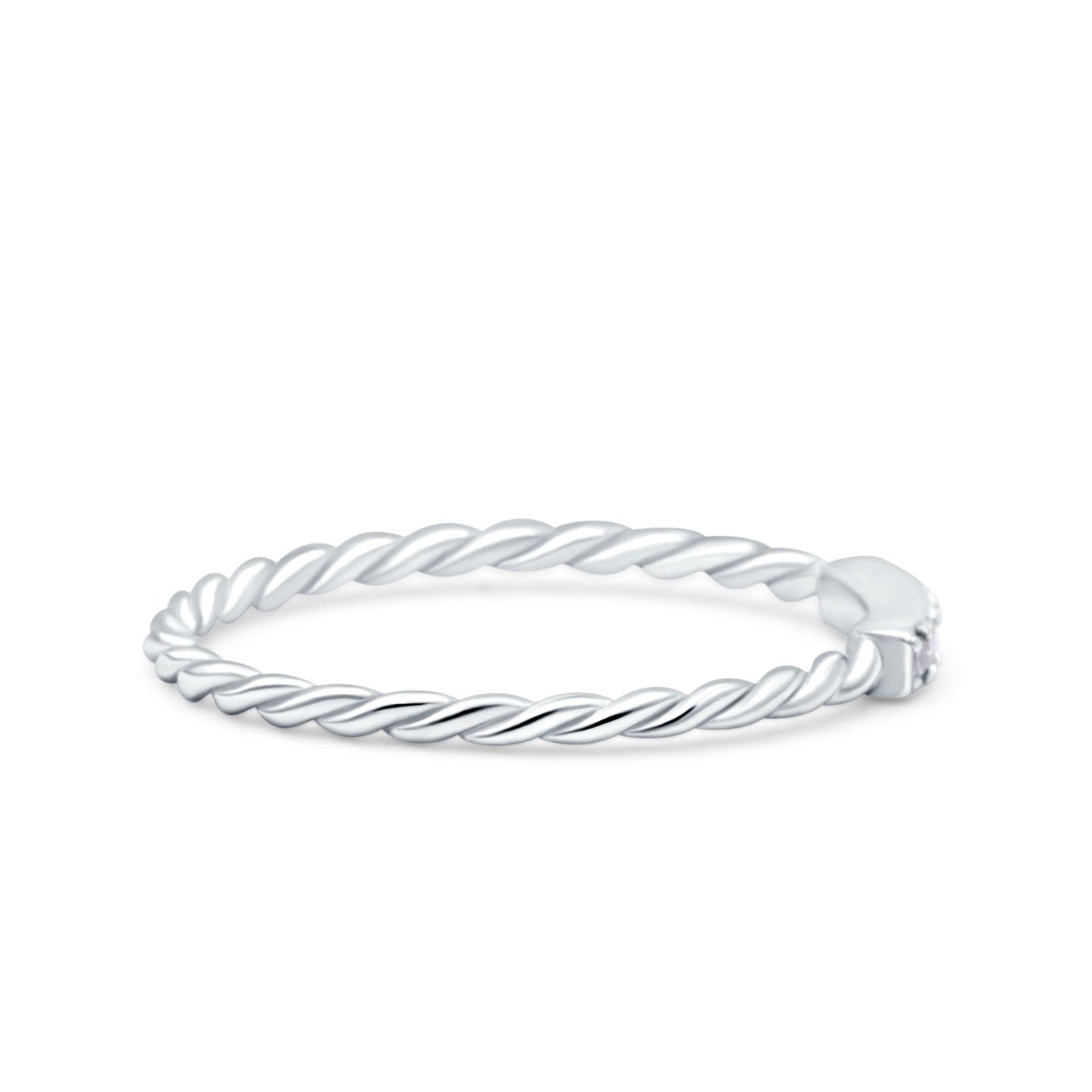 Half Eternity Ring Wedding Engagement Rope Band Round Simulated CZ (2mm)