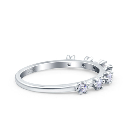 Half Eternity Wedding Engagement Round Pave Simulated CZ Ring