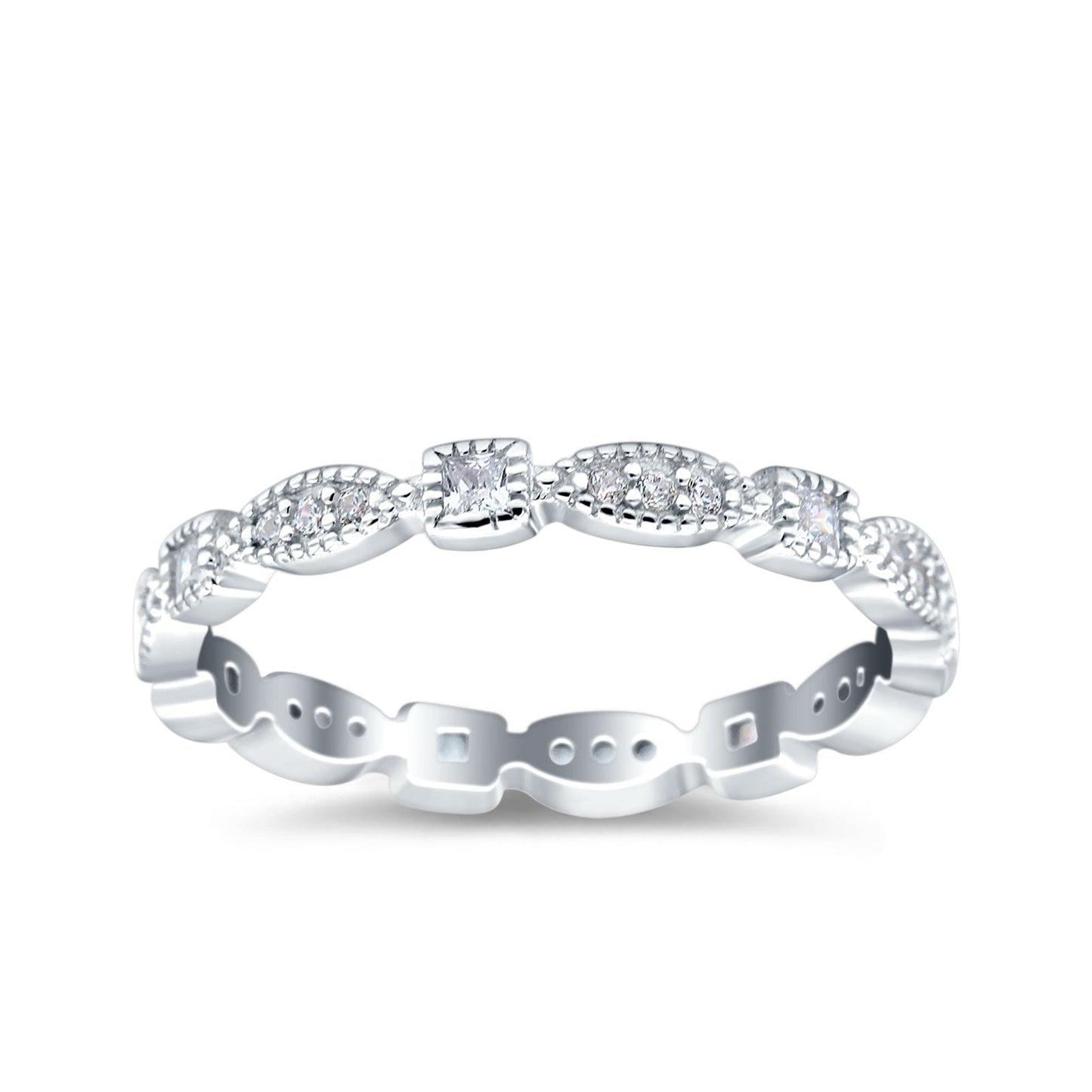 Full Eternity Stackable Ring Wedding Band Round Simulated Cubic Zirconia