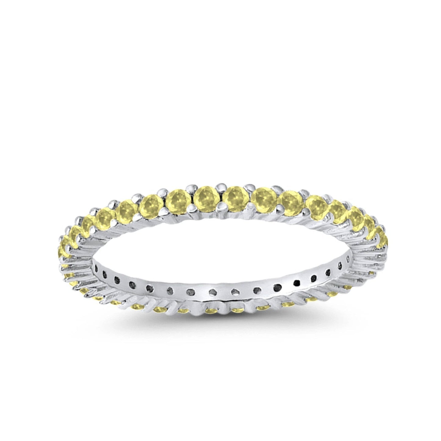 Full Eternity Wedding Band Round Simulated Yellow CZ Engagement Ring