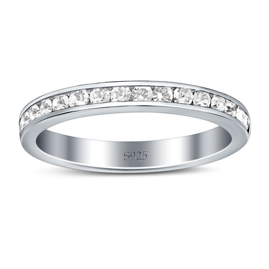 Full Eternity Stackable Band Wedding Ring Simulated Cubic Zirconia