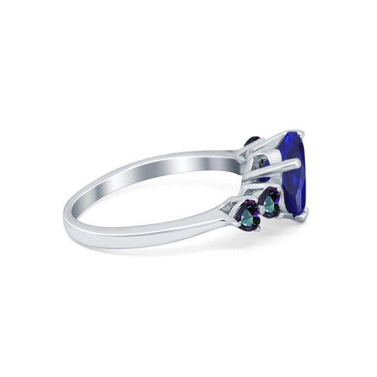 Heart Blue Sapphire CZ Promise Wedding Ring