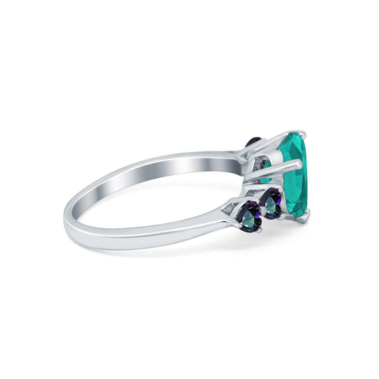 Heart Paraiba Tourmaline CZ Promise Wedding Ring