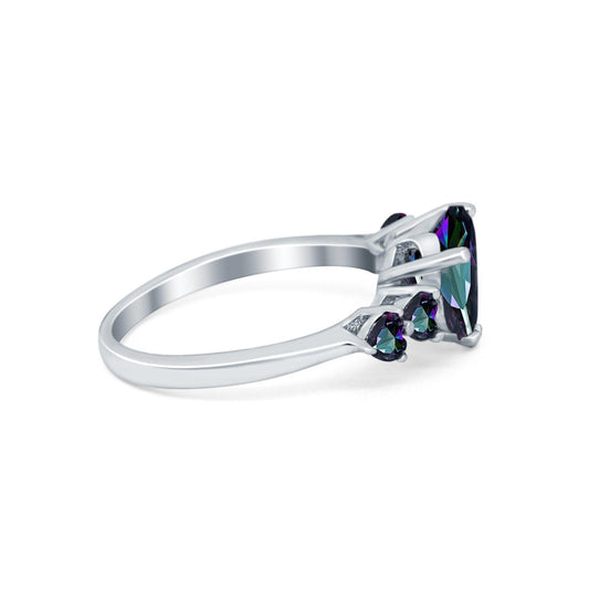 Heart Promise Simulated Rainbow CZ Wedding Ring