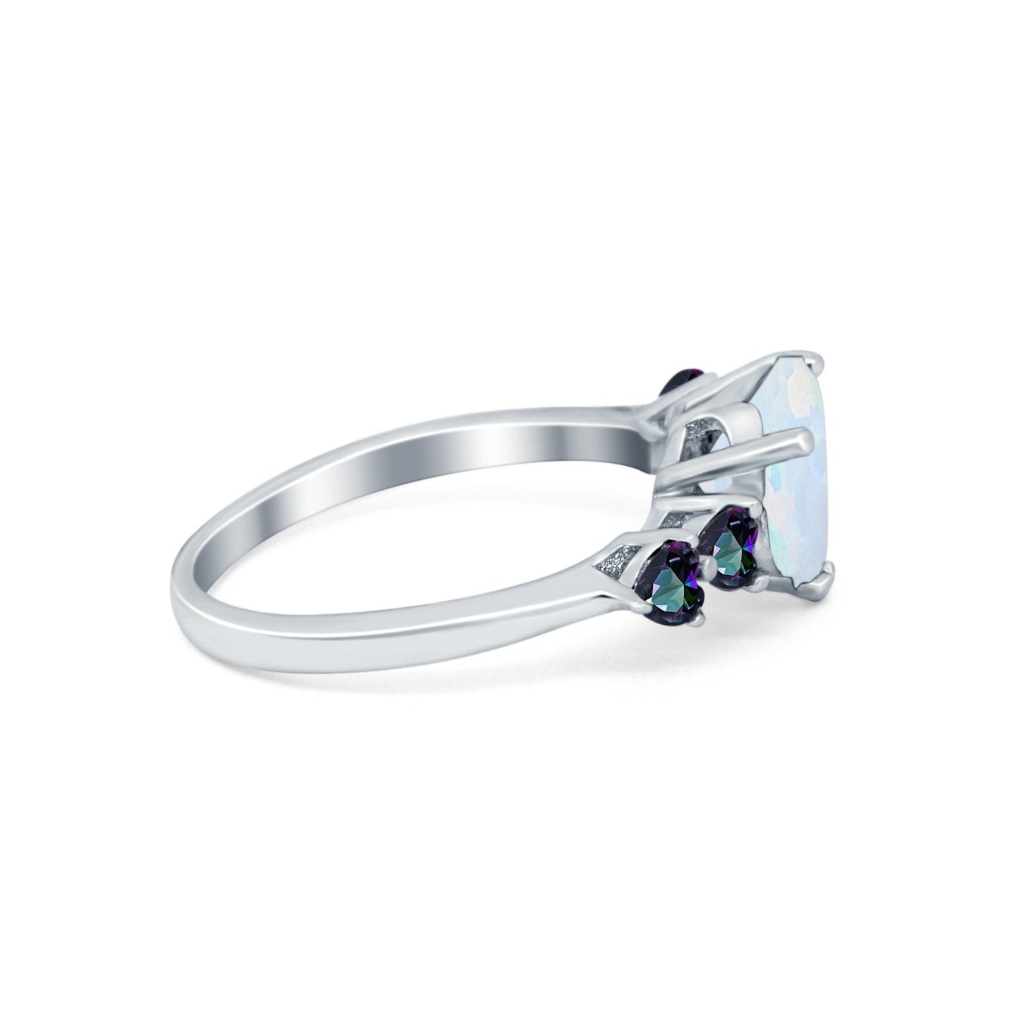 Heart Lab Created White Opal Promise Wedding Ring