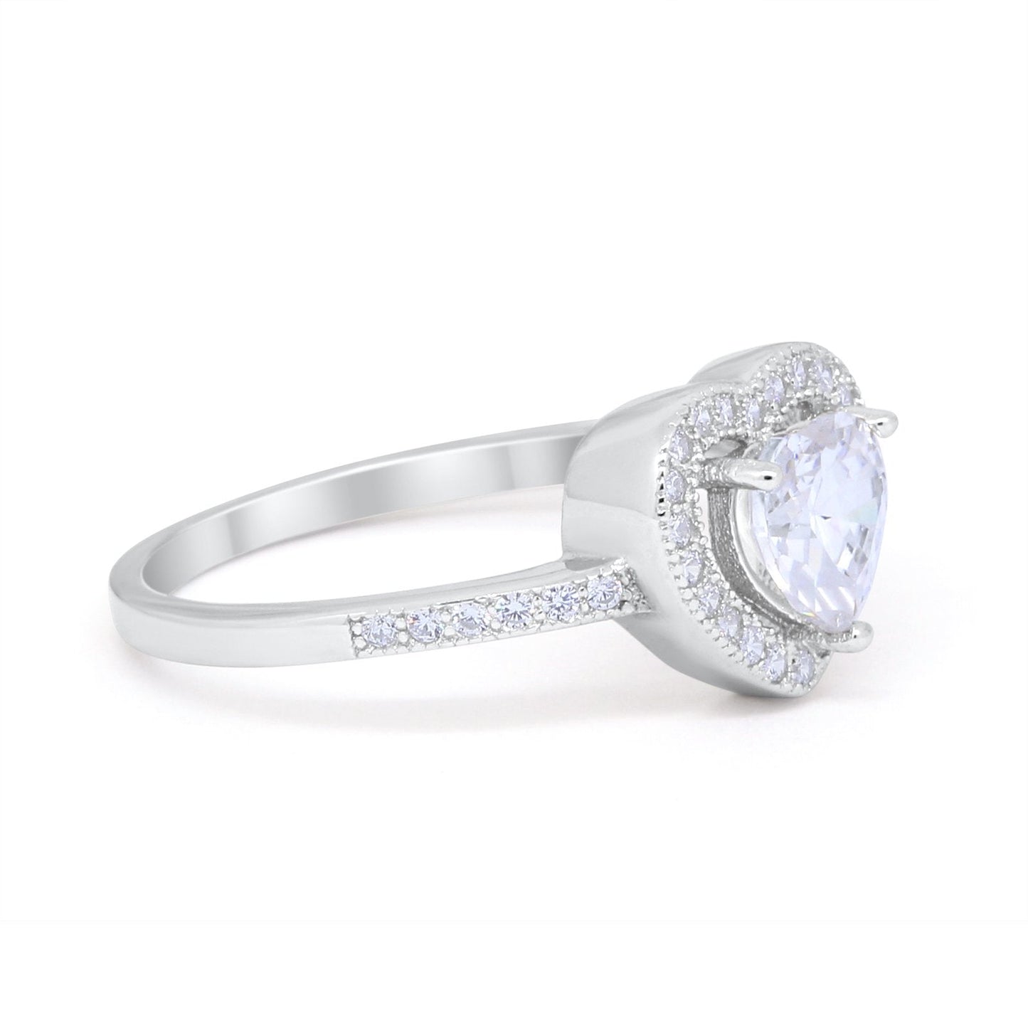 Halo Dazzling Heart Promise Ring Round Simulated CZ