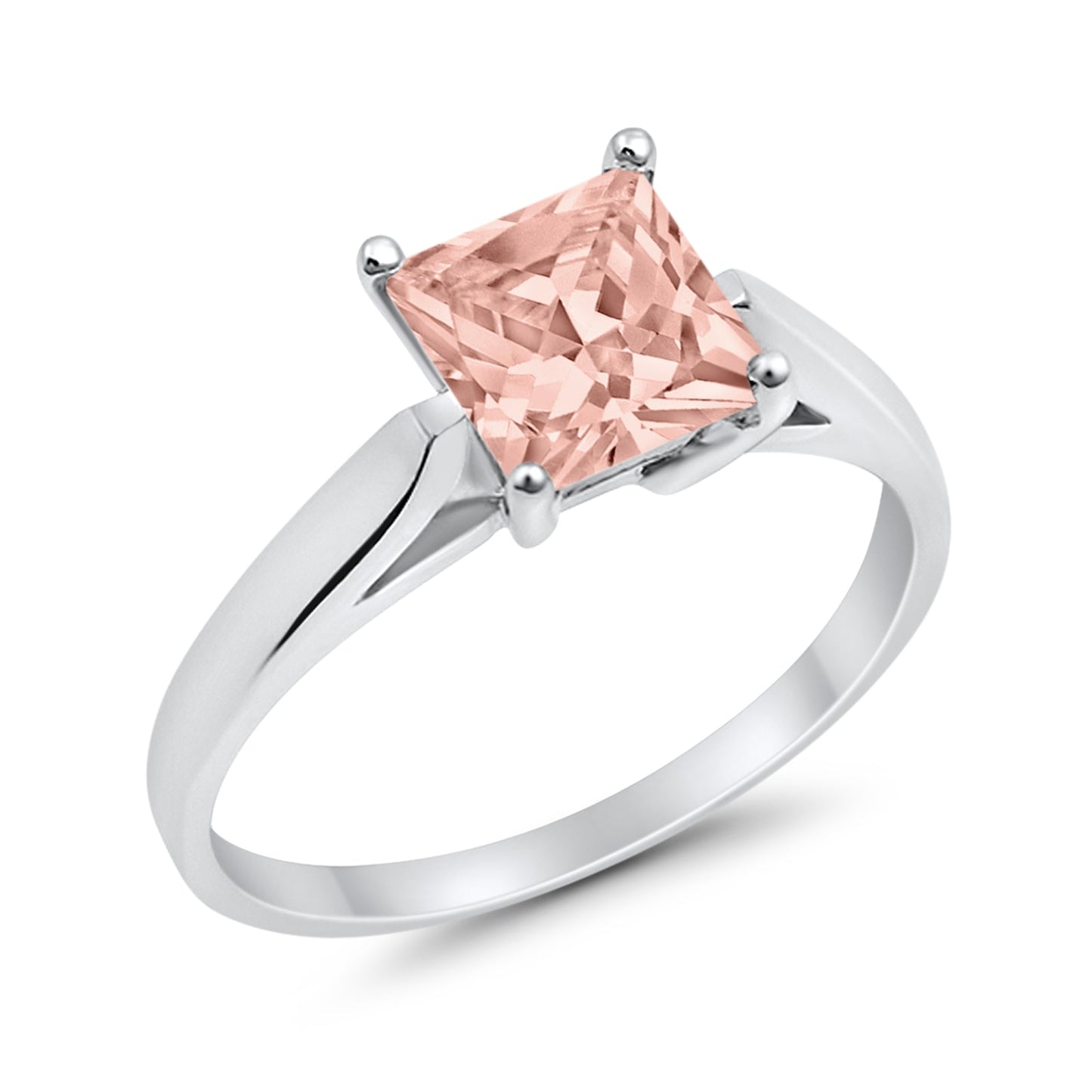 Solitaire Princess Simulated Morganite Wedding Ring