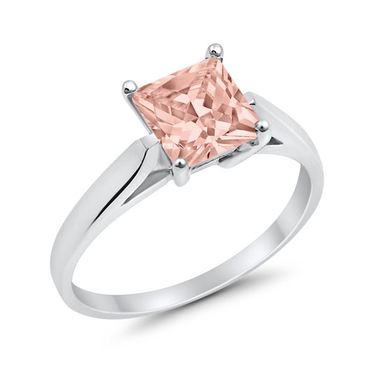 Solitaire Princess Simulated Morganite Wedding Ring