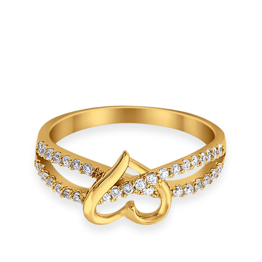 Infinity Heart Promise Round Yellow Tone, Simulated Cubic Zirconia Wedding Ring