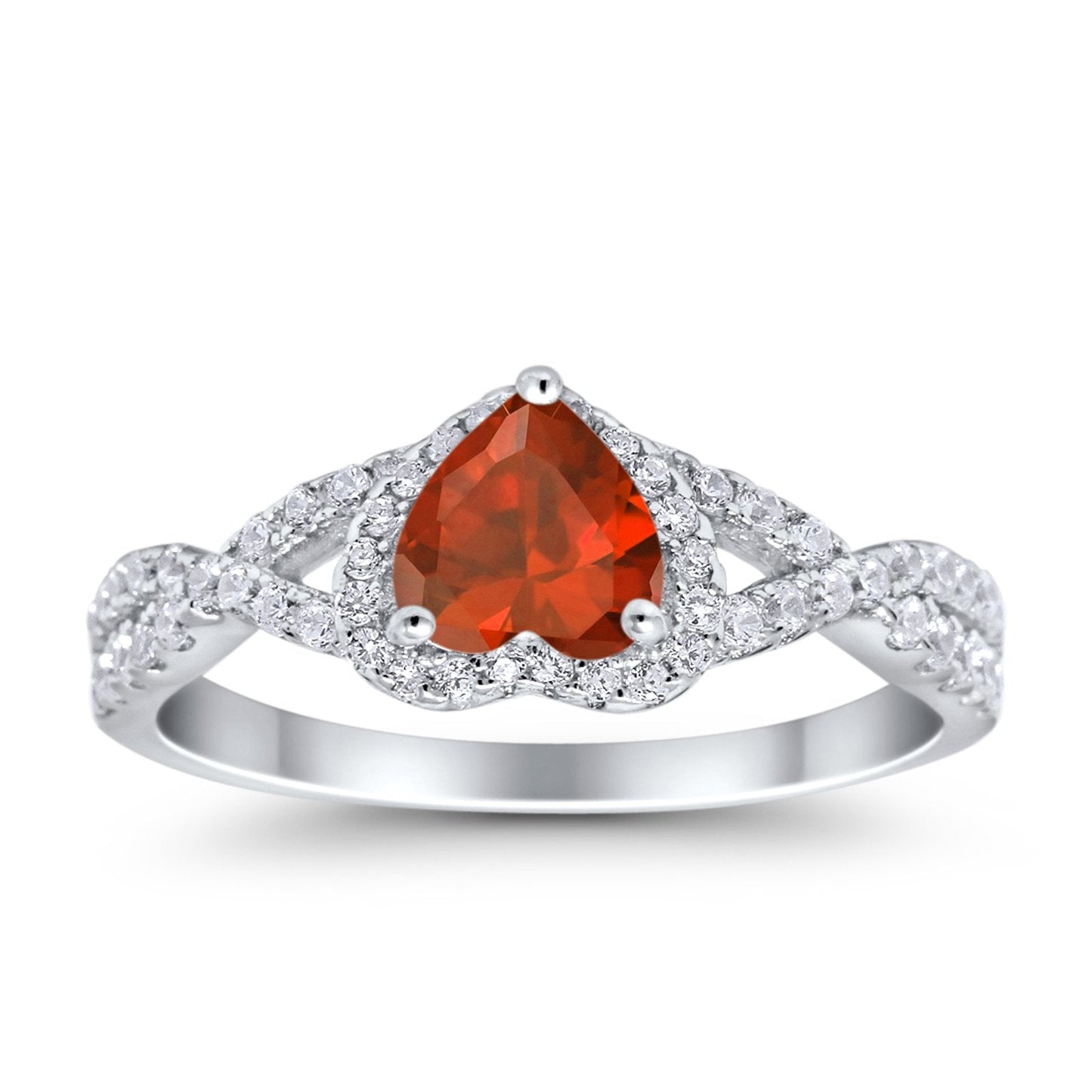 Heart Promise Infinity Shank Simulated Garnet CZ Ring