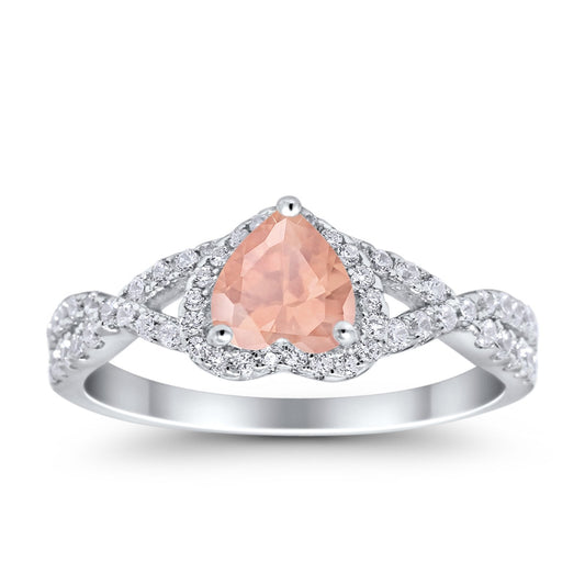 Heart Infinity Shank Simulated Morganite CZ Promise Ring