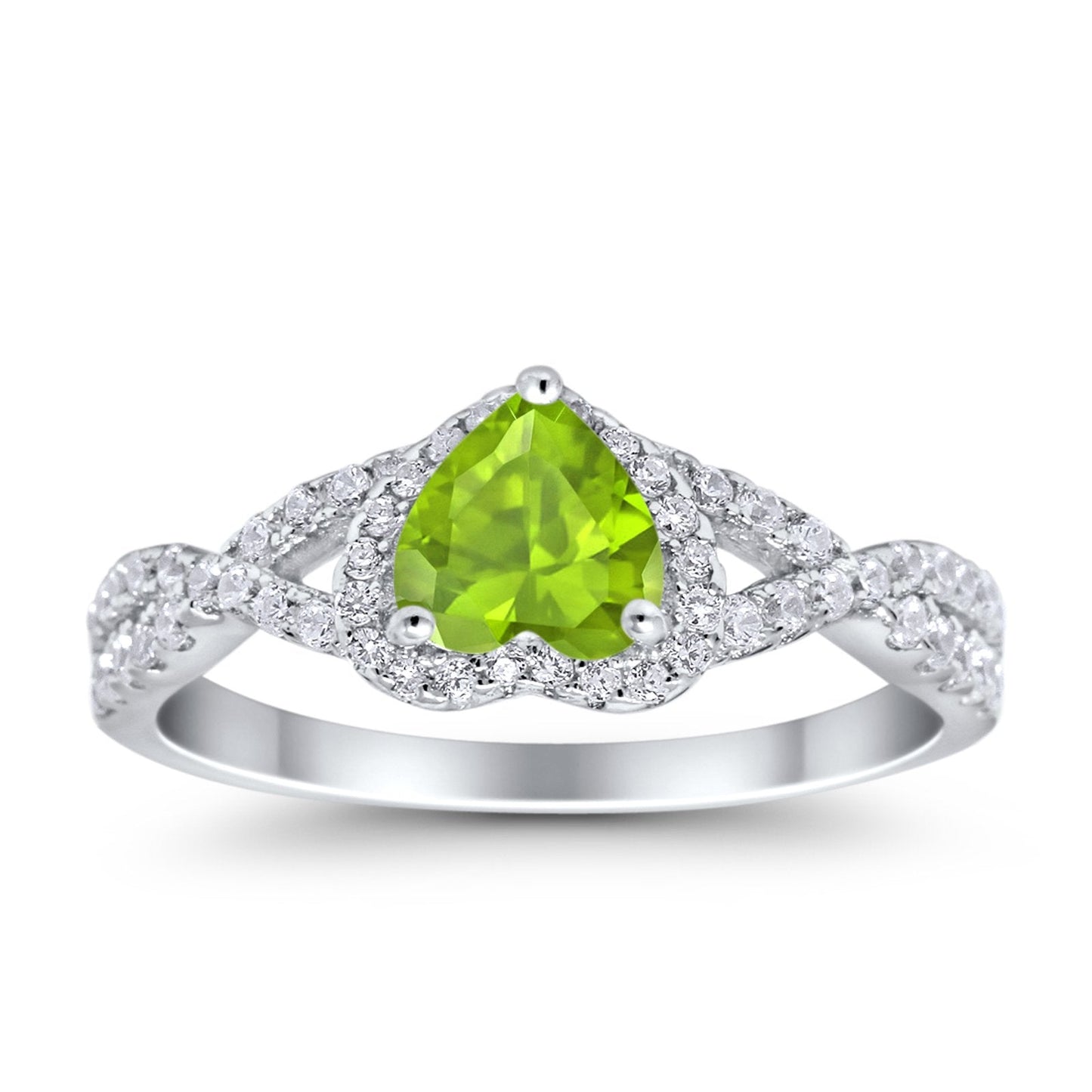 Heart Infinity Shank Simulated Peridot CZ Promise Ring