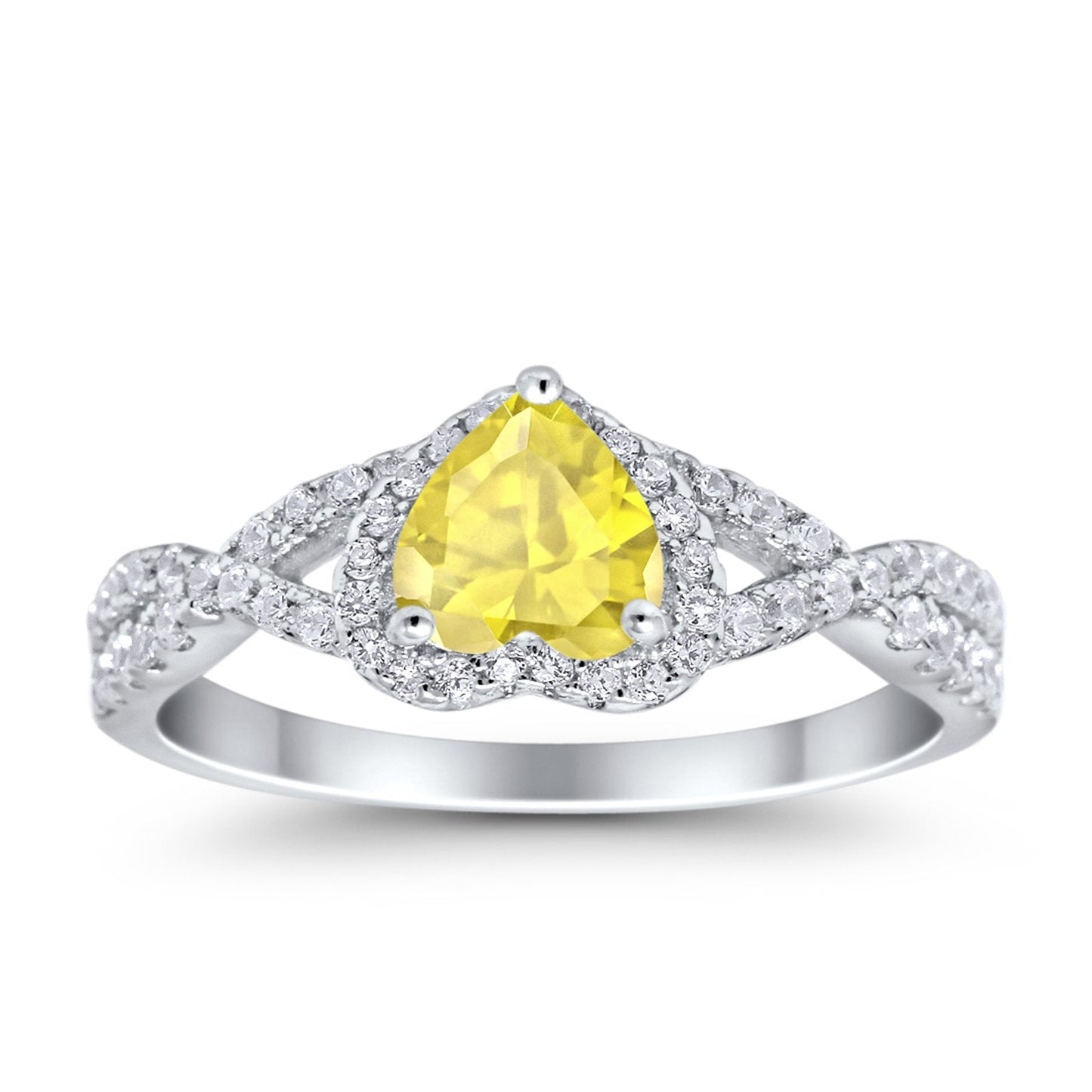 Heart Infinity Shank Simulated Yellow CZ Promise Ring