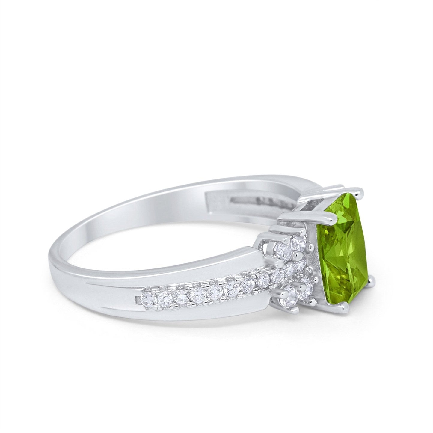 Vintage Simulated Peridot CZ Engagement Ring