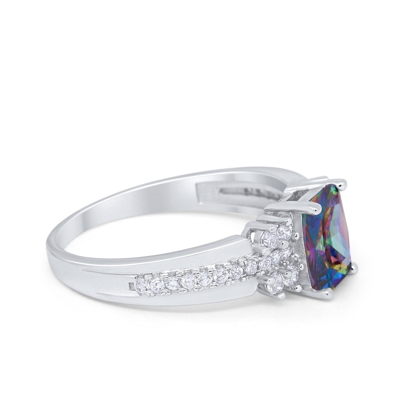 Vintage Simulated Rainbow CZ Engagement Ring