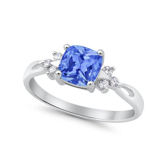 Cushion Wedding Ring Simulated Tanzanite CZ