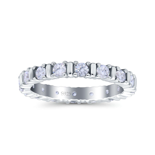 Full Eternity Stackable Ring Wedding Band Round Simulated Cubic Zirconia (3mm)