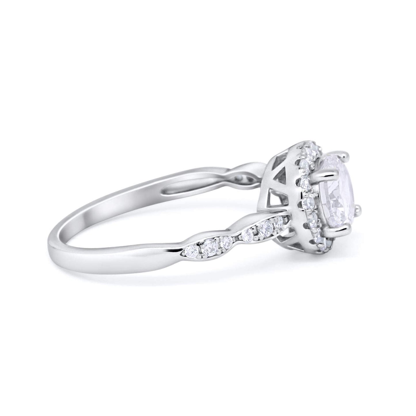 Art Deco Design Engagement Ring Simulated Cubic Zirconia