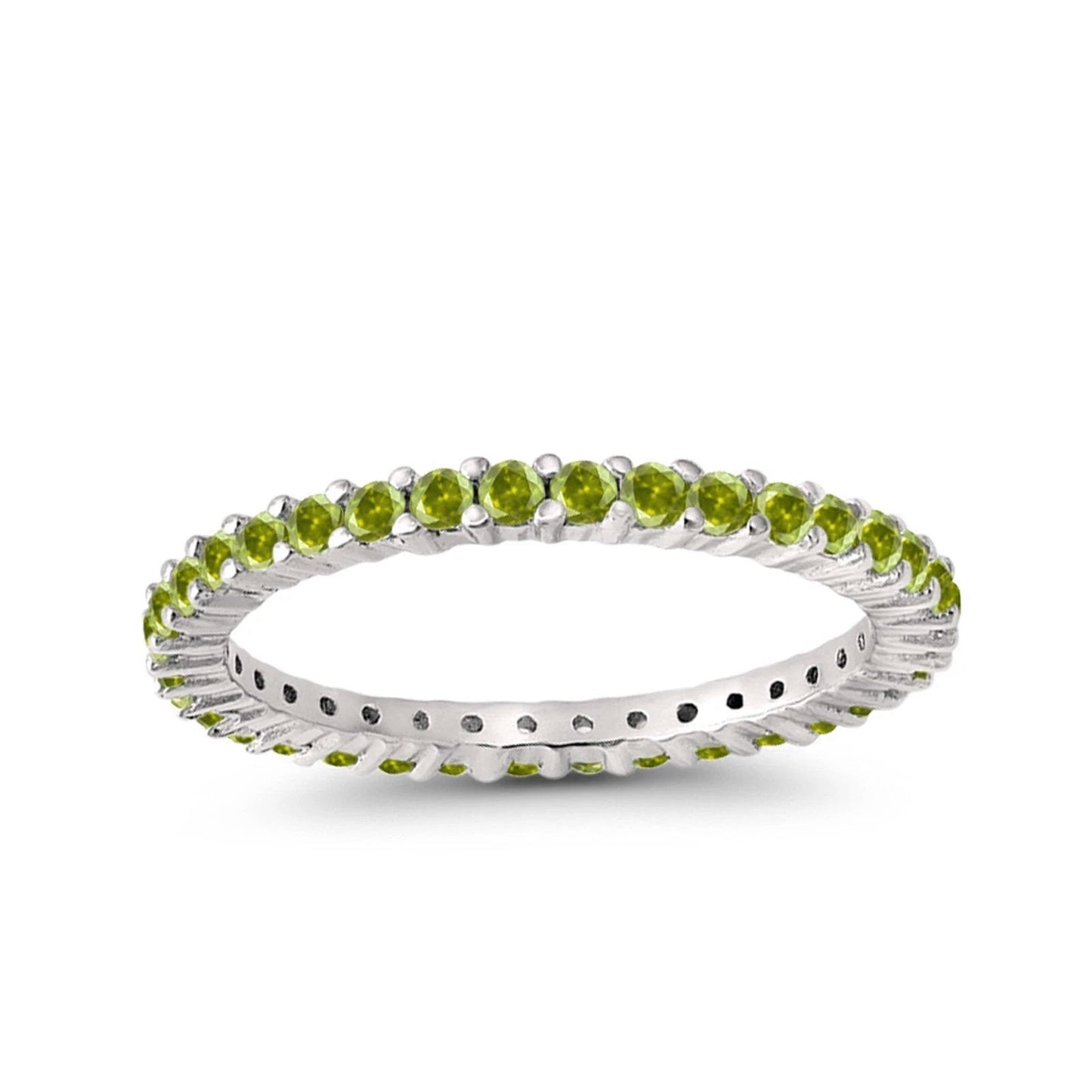 Full Eternity Wedding Round Simulated Peridot CZ Ring